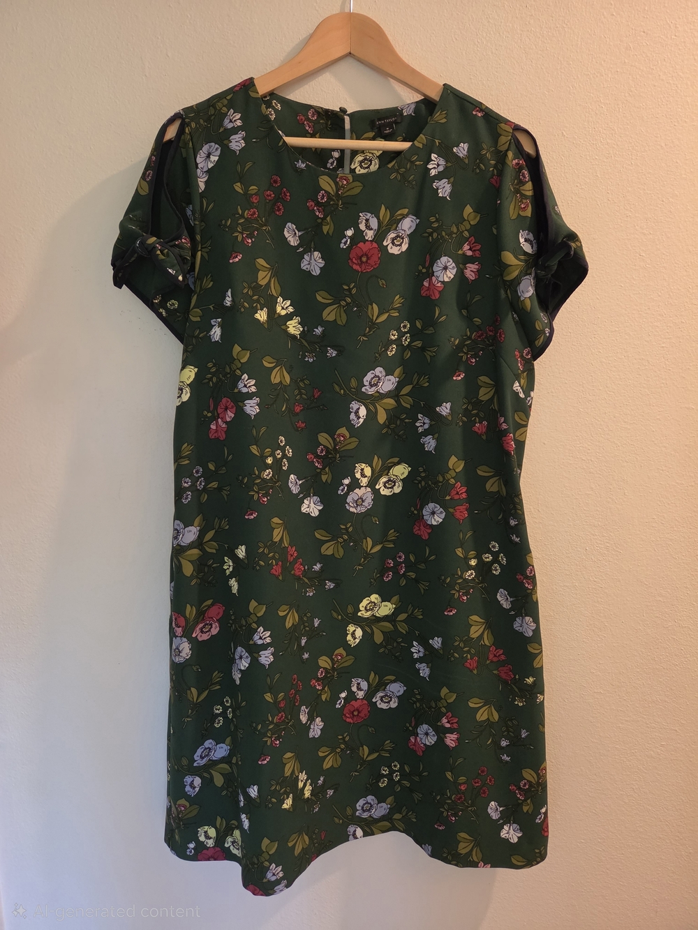 Ann Taylor Forest Green Floral Midi Dress Size 16